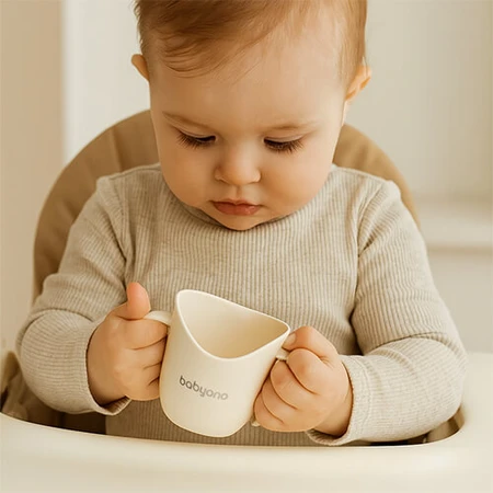 BabyOno Flow, vaso de entrenamiento ergonómico, beige, 120 ml