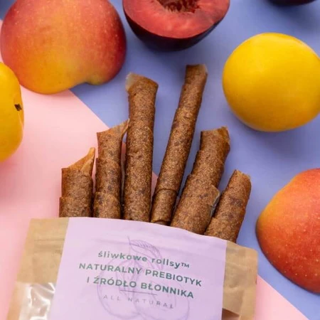 Rollitos de ciruela naturalmente sanos, prebiótico natural y fuente de fibra, 50 g