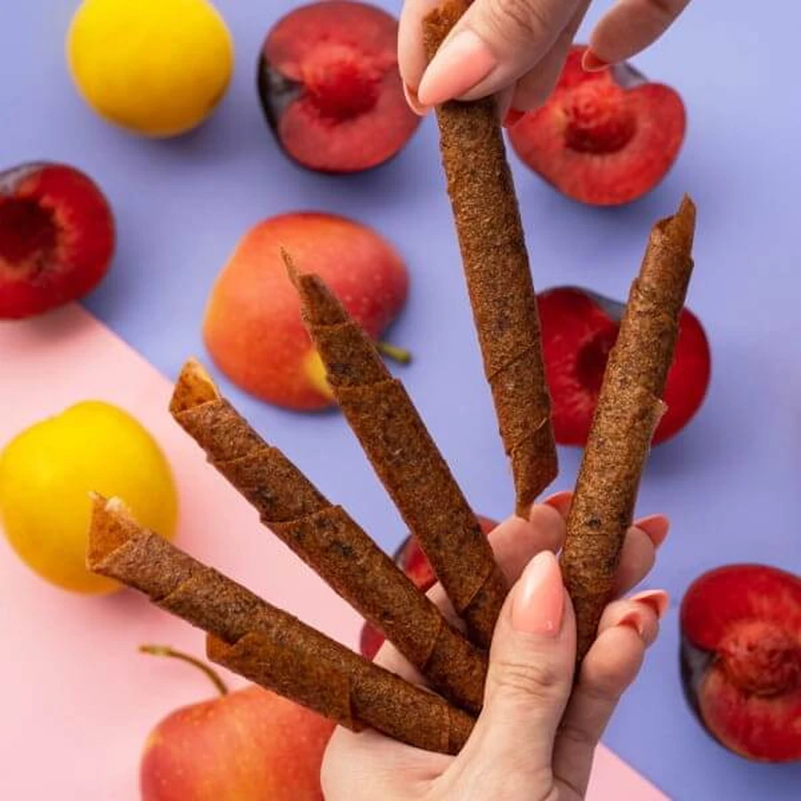 Rollitos de ciruela naturalmente sanos, prebiótico natural y fuente de fibra, 50 g