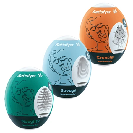 Satisfyer Masturbator Egg set, male stimulators, Naughty, 1 piece + Savage, 1 piece + Crunchy, 1 piece