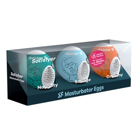 Satisfyer Masturbator Egg set, male stimulators, Naughty, 1 piece + Savage, 1 piece + Crunchy, 1 piece
