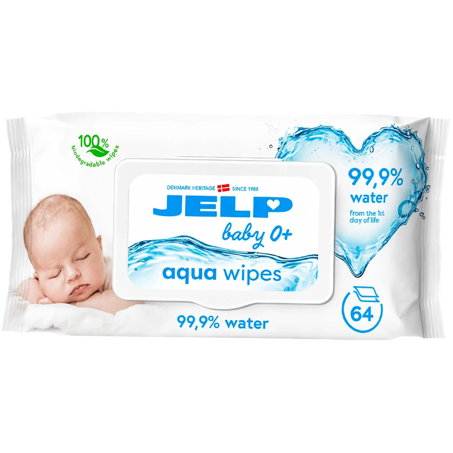 Jelp Baby 0+, wet wipes, 99.9% water, 64 pieces
