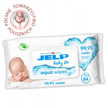 Jelp Baby 0+, wet wipes, 99.9% water, 64 pieces