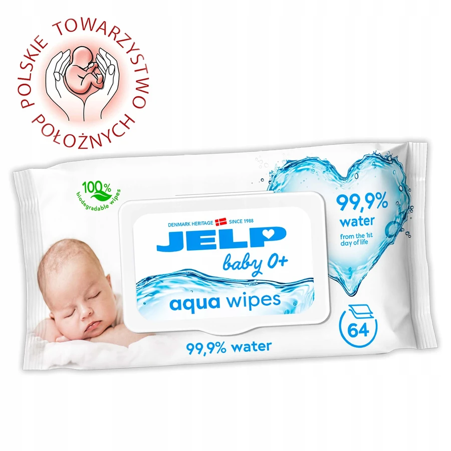 Jelp Baby 0+, wet wipes, 99.9% water, 64 pieces