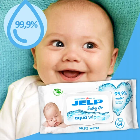 Jelp Baby 0+, wet wipes, 99.9% water, 64 pieces