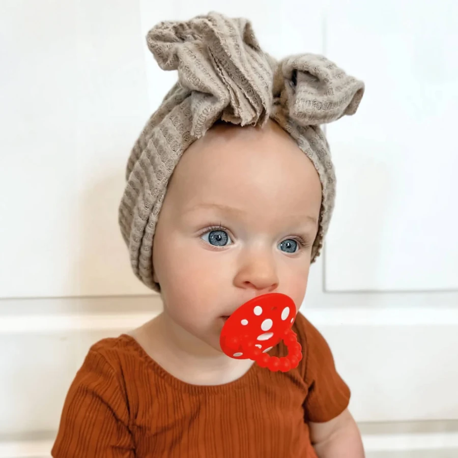 RaZbaby, speech therapy teether, mushroom, red and pink, from 3 months, 2 pieces