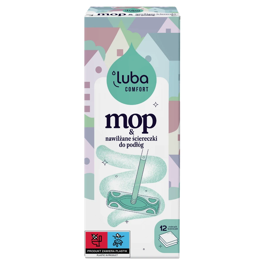 Luba Comfort Floor Mop, mopa + paños humedecidos, 12 piezas