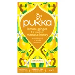 Pukka Lemon Ginger & Manuka Honey Organic, fruit- en kruidenthee, gember en citroen, gearomatiseerd, 2 g x 20 builtjes