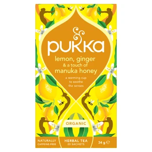 Pukka Lemon Ginger & Manuka Honey Organic, fruit- en kruidenthee, gember en citroen, gearomatiseerd, 2 g x 20 builtjes