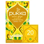 Pukka Lemon Ginger & Manuka Honey Organic, fruit- en kruidenthee, gember en citroen, gearomatiseerd, 2 g x 20 builtjes