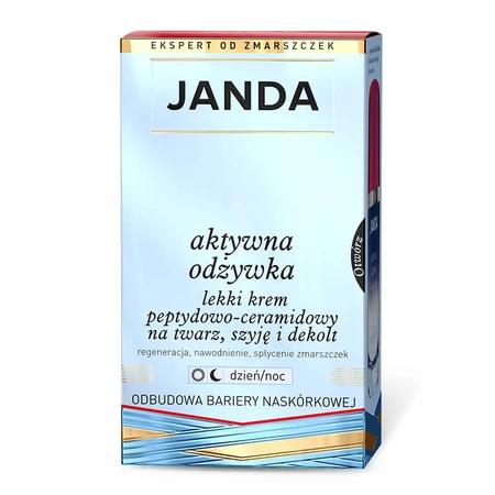 Janda, Actieve conditioner, lichte peptide-keramide crème voor gezicht, hals en decolleté, 50 ml