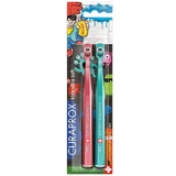 Curaprox Kids Duo Graffiti, cepillo de dientes para niños de 4 a 12 años, Ultra Suave, 2 piezas
