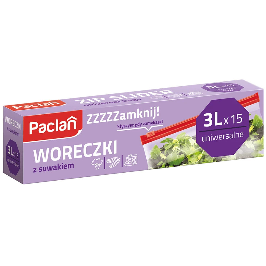 Paclan, bolsas ziplock, 3 l x 15 unidades