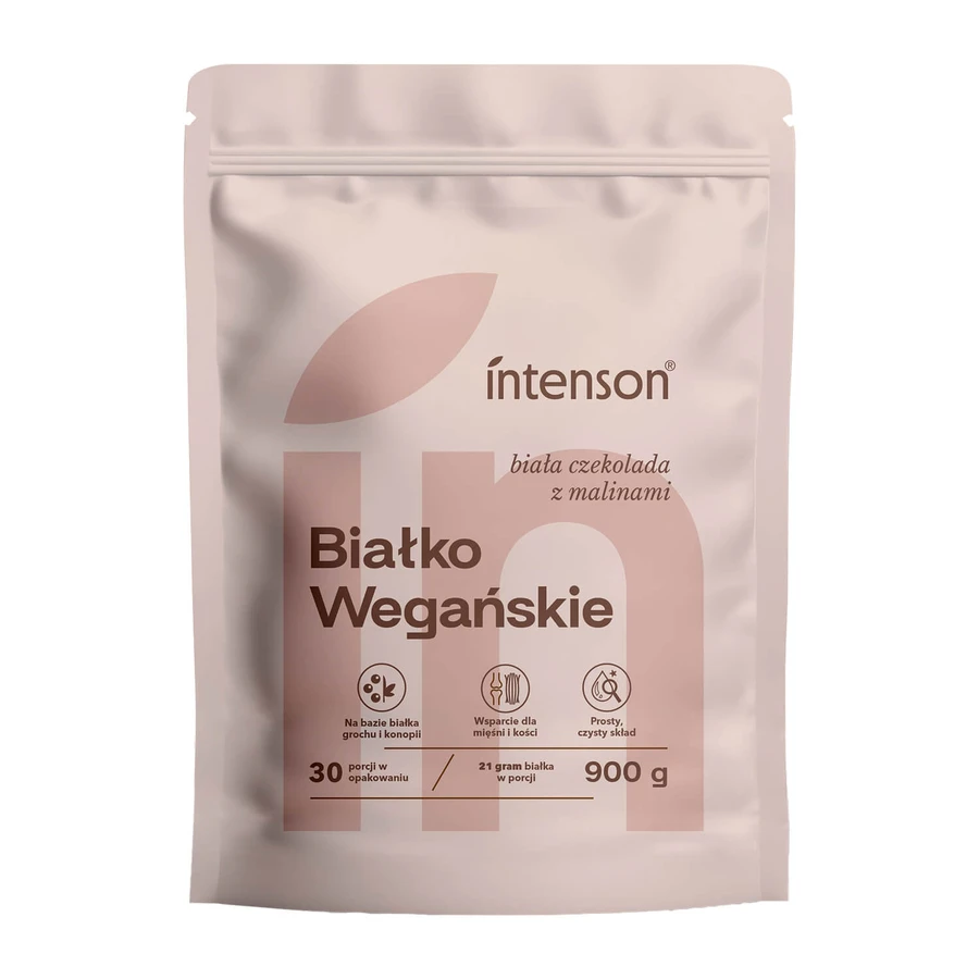 Intenson Vegan Protein, Geschmack: weiße Schokolade mit Himbeere, 900 g