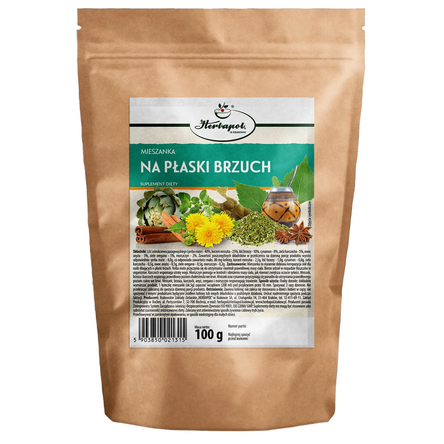 Herbapol Mieszanka Na Płaski Brzuch, herbal tea, 100 g