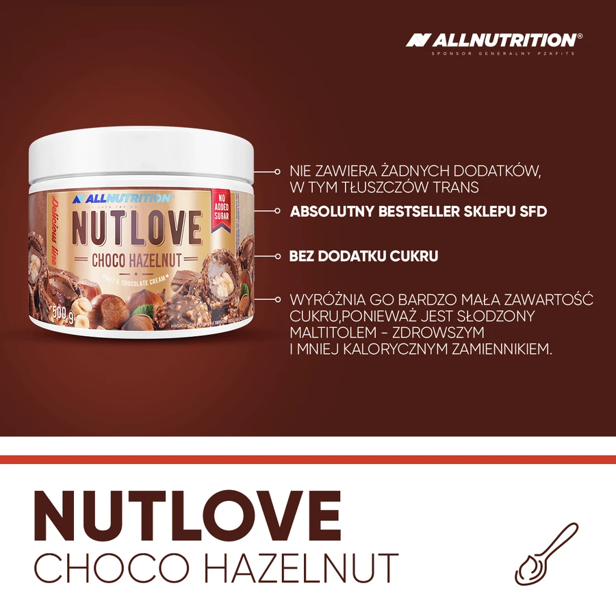 Allnutrition Nutlove Choco Noisette, crème de noix et chocolat, sans sucre ajouté, 500 g