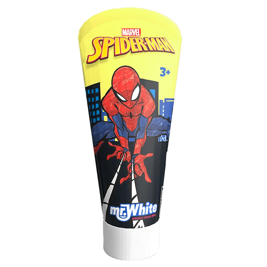 Mr White Spiderman, set de cepillado dental para niños, cepillo + pasta + vaso + base LED