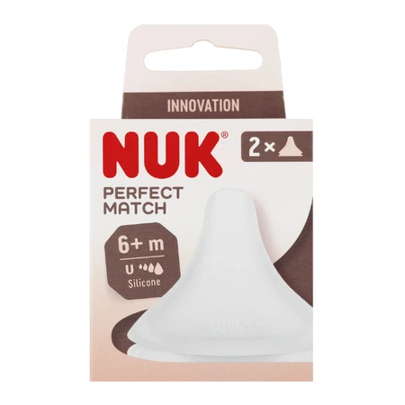 NUK Perfect Match, tetina para biberón, silicona, talla U, a partir de 6 meses, 2 piezas