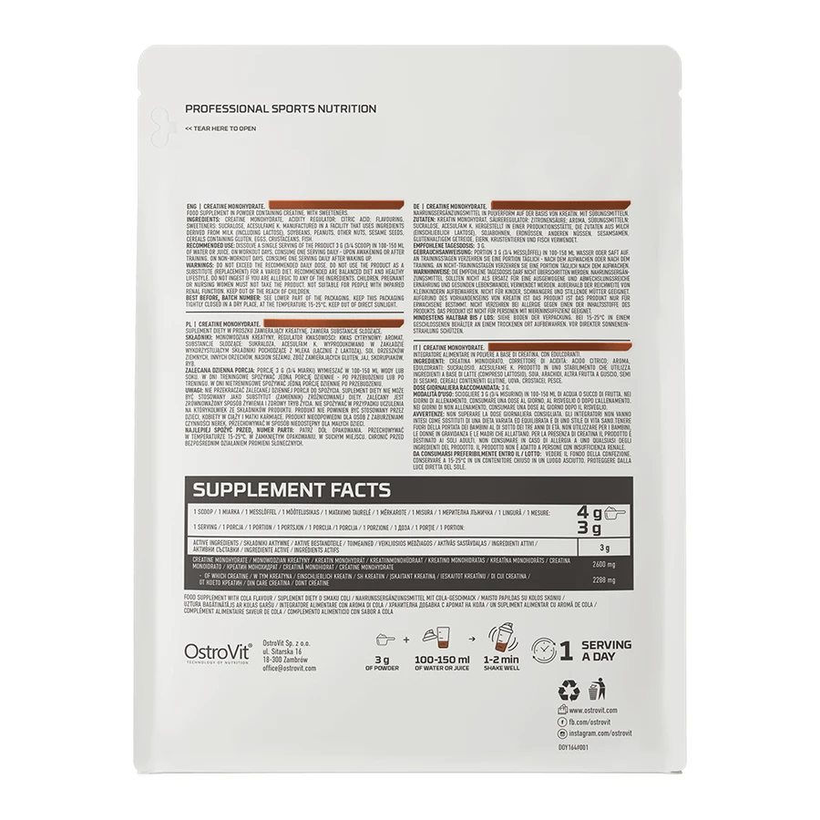 OstroVit Creatine Monohydrate, cola flavor, 300 g