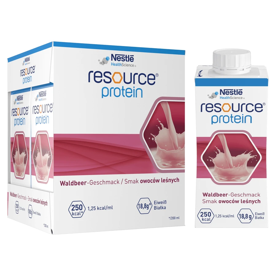 Resource Eiwit, voedingssupplement, bosvruchtensmaak, 4 x 200 ml