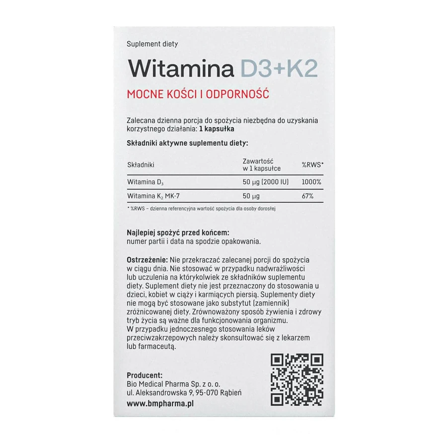 Bio Medical Pharma Vitamin D3+K2, 120 Kapseln