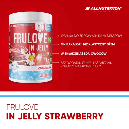 Allnutrition Frulove In Jelly Fresa, fresas en gel, sin azúcar añadido, 1 kg
