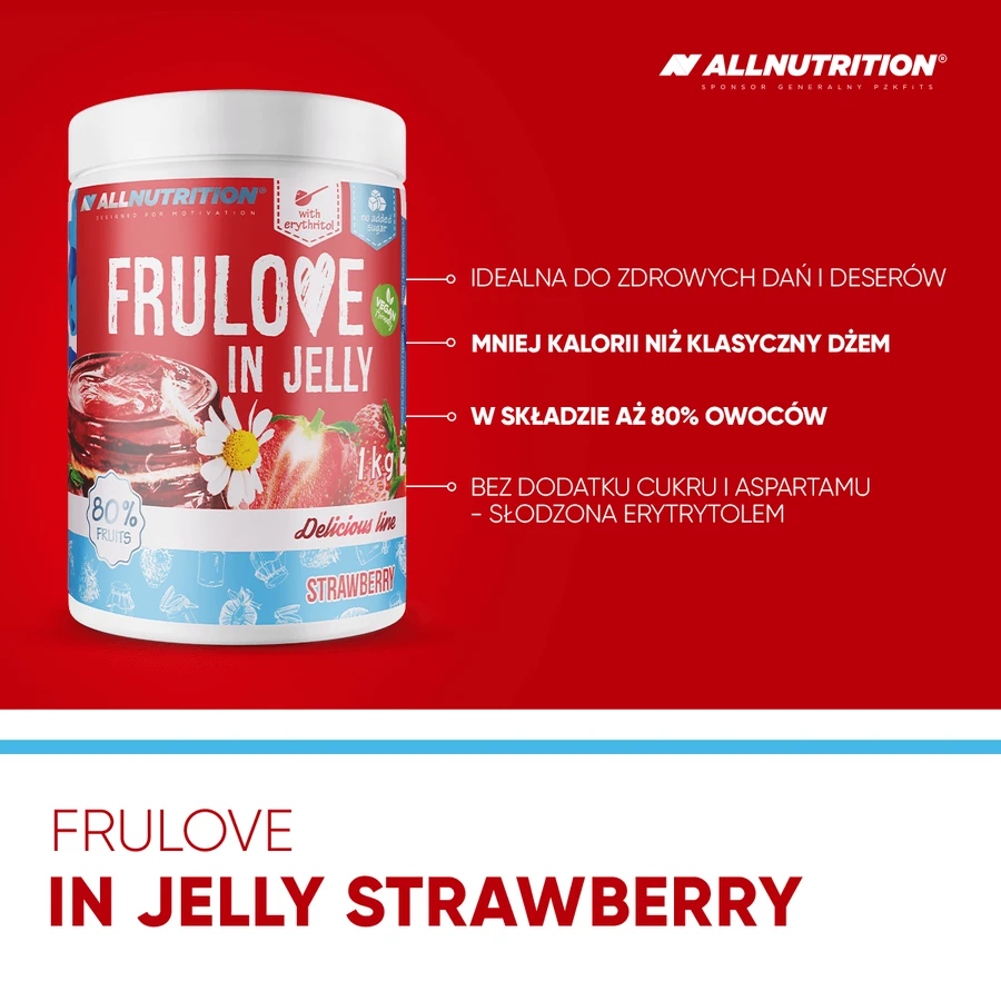 Allnutrition Frulove In Jelly Fresa, fresas en gel, sin azúcar añadido, 1 kg