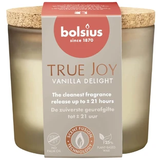 Bolsius True Joy Vanilla Delight, scented candle with cork lid