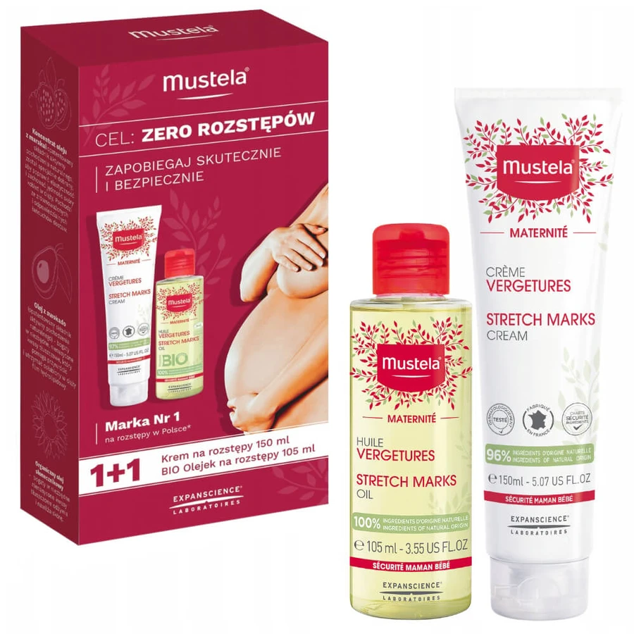 Mustela Maternite Target Zero Stretch Mark Kit, cream, 150 ml + oil, 105 ml