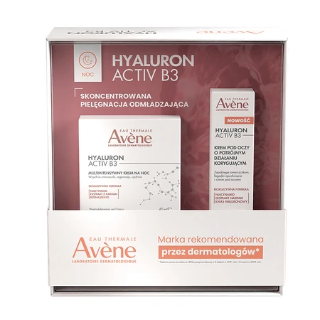 Zestaw Avene Hyaluron Activ B3 na noc, multi intensywny krem na noc, 40 ml + krem pod oczy o potrójnym działaniu korygującym, 15 ml: ceny i cechy