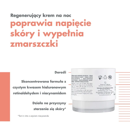 Zestaw Avene Hyaluron Activ B3 na noc, multi intensywny krem na noc, 40 ml + krem pod oczy o potrójnym działaniu korygującym, 15 ml: ceny i cechy