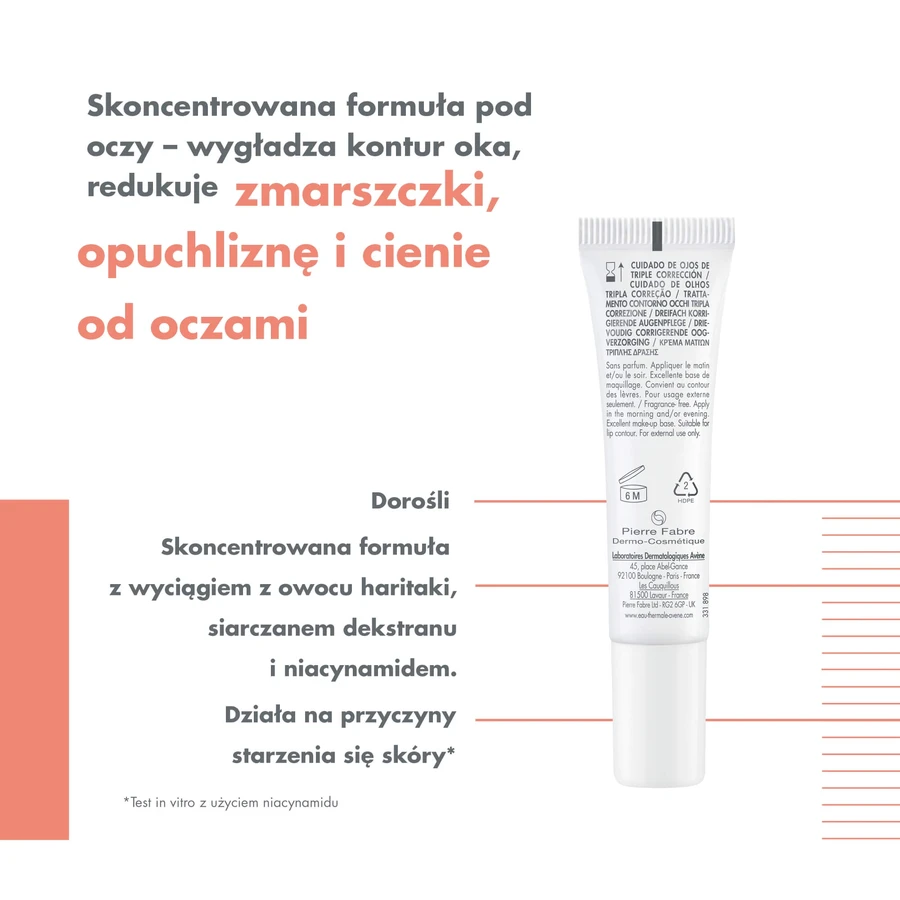 Zestaw Avene Hyaluron Activ B3 na noc, multi intensywny krem na noc, 40 ml + krem pod oczy o potrójnym działaniu korygującym, 15 ml: ceny i cechy