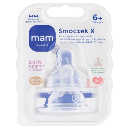 MAM, Flaschensauger, Silikon, Größe X, für dickflüssige Getränke, ab 6 Monaten, 2 Stück