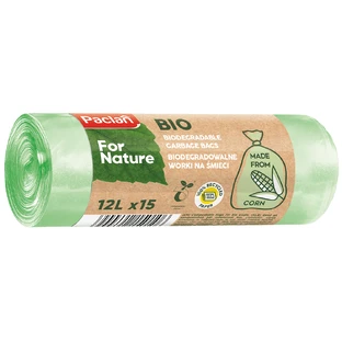 Paclan For Nature, biodegradable trash bags,12 l x 15 pieces