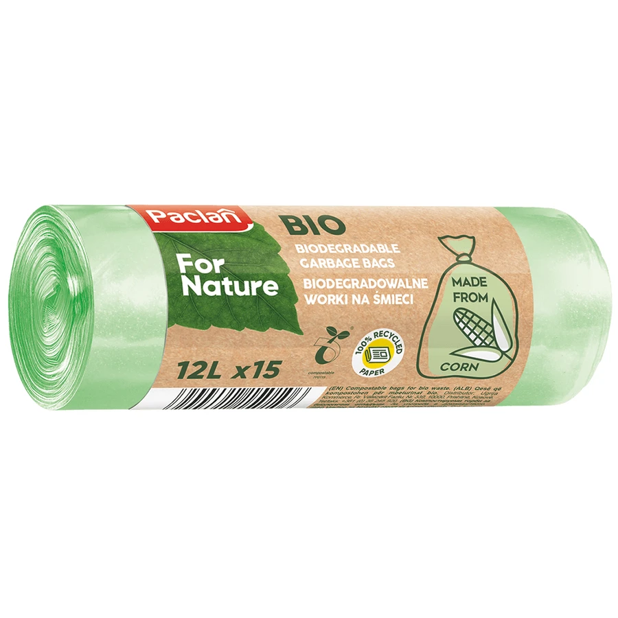 Paclan For Nature, biodegradable trash bags,12 l x 15 pieces