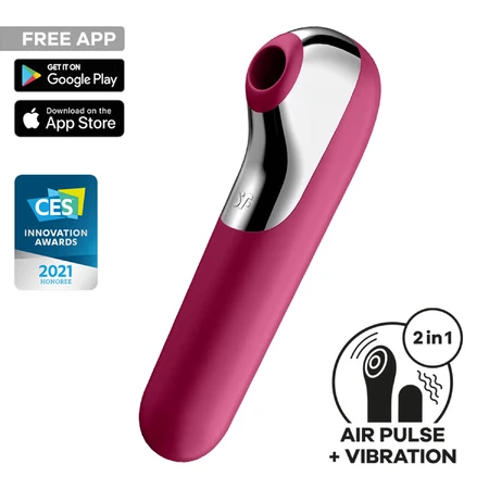 Satisfyer Dual Love Connect App, contactloze clitorisstimulator, rood