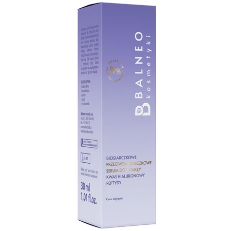 Balneokosmetics, biosulfide anti-rimpel gezichtsserum met hyaluronzuur, 30 ml