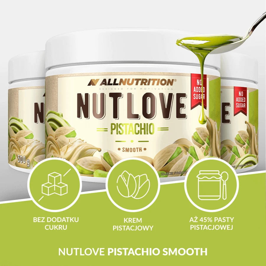 Allnutrition Nutlove Pistachio, Pistaziencreme, glatt, ohne Zuckerzusatz, 500 g