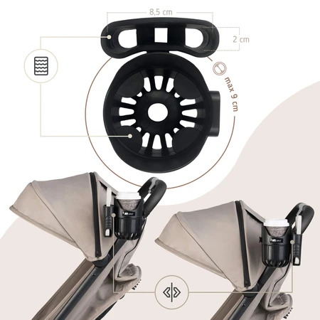 Sipo, universal cup and phone holder 2-in-1 for baby stroller, black, 1 piece