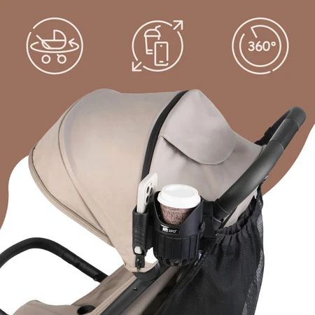 Sipo, universal cup and phone holder 2-in-1 for baby stroller, black, 1 piece