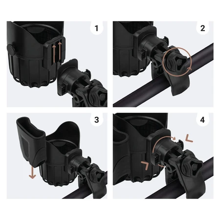 Sipo, universal cup and phone holder 2-in-1 for baby stroller, black, 1 piece