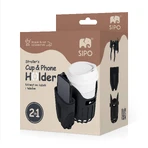 Sipo, universal cup and phone holder 2-in-1 for baby stroller, black, 1 piece