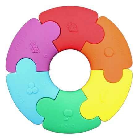 Jellystone Designs, eerste zintuiglijke puzzel, cirkel, regenboog, 6 stukjes