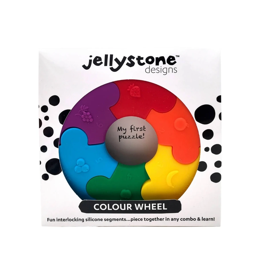 Jellystone Designs, eerste zintuiglijke puzzel, cirkel, regenboog, 6 stukjes