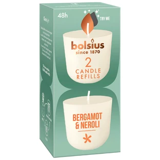 Bolsius Clean Light Bergamot & Neroli, navulling kaarsgeur, 20 h, 2 stuks