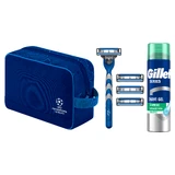 Gillette Mach 3 Set, scheermes, 1 stuk + mesjes, 4 stuks + scheergel, 200 ml + cosmetisch tasje