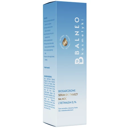 Balneocosmetics, biosulfide face serum with retinal 0.1% for night, 30 ml