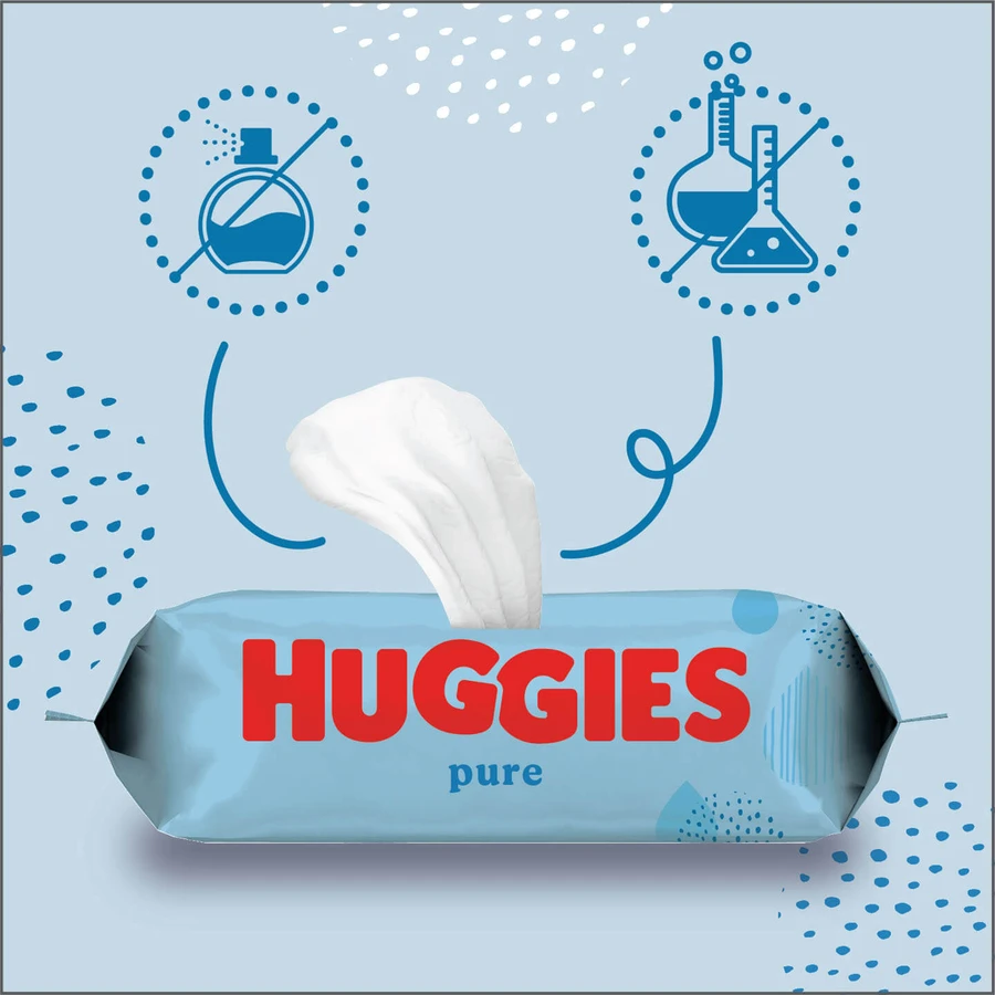 Huggies Pure, vochtige doekjes, 56 stuks