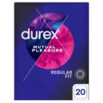 Durex Mutual Pleasure, preservativos de larga duración con lubricante, estriados con ribete, 20 unidades