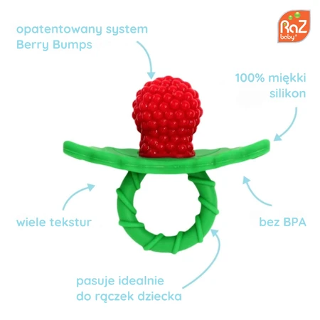 RaZbaby, Silikon-Beißring, saftige Himbeere, ab 3 Monaten, 1 Stück